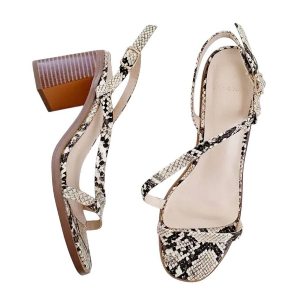 Halston Heritage Block Heel Sandals Ankle Strap Open Toe Size 10